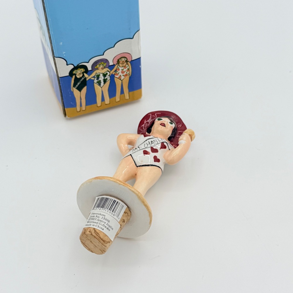 Funseekers Ms Chablis Ceramic Wine Bottle Stopper 2003 Janis Joplin NIB - Picture 4 of 8